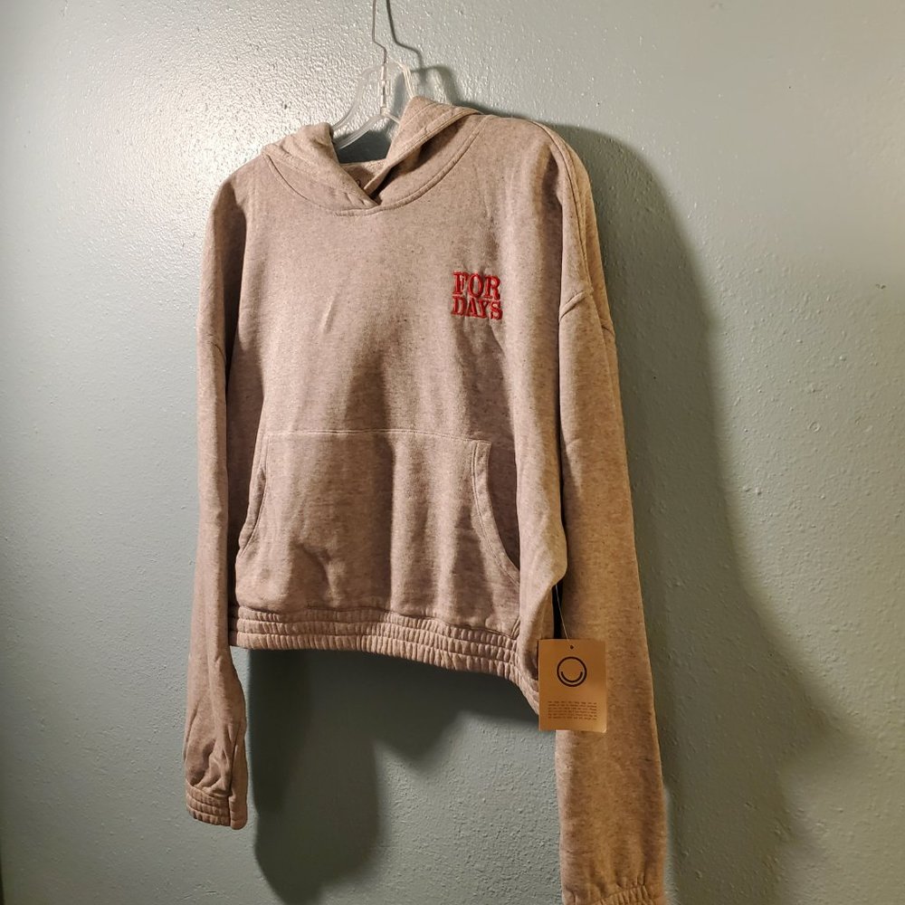 NWT For Days Organic & Recycled Cotton Cropped Hoodie L